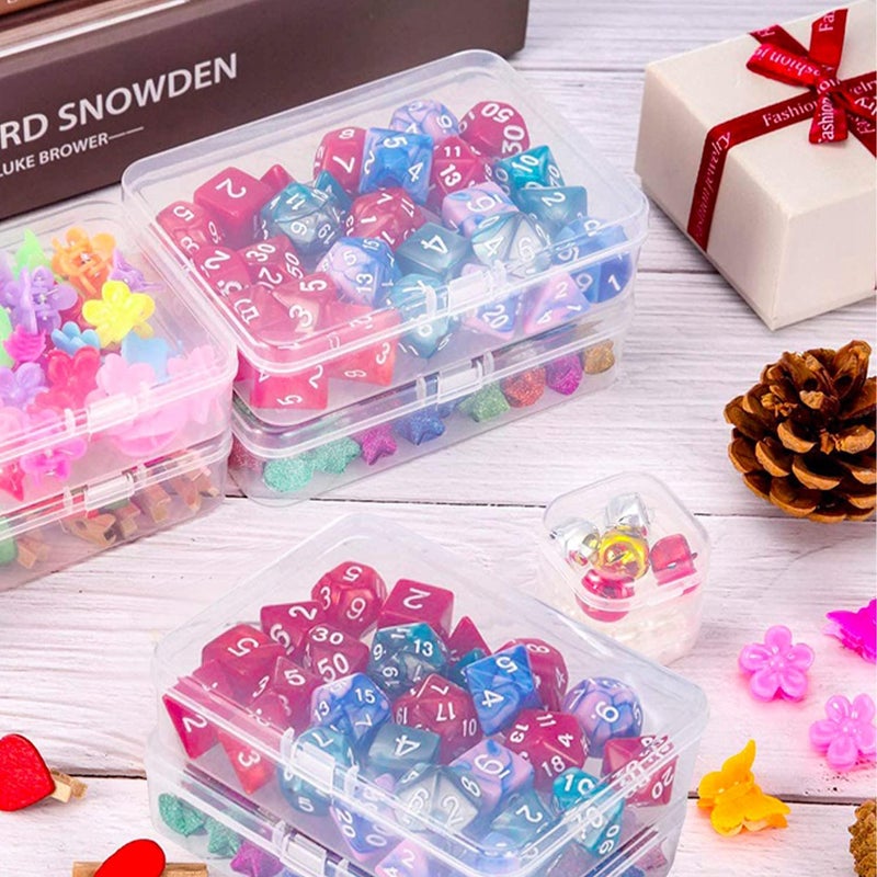 Rocutus Clear Plastic Beads Storage Containers Empty Mini Storage Container Box,12 Pack Plastic Storage Containers with Lids,Bead Storage Box with Hinged Lid for Beads(4.5 x 3.3 x 1.1 inch) - Image 2